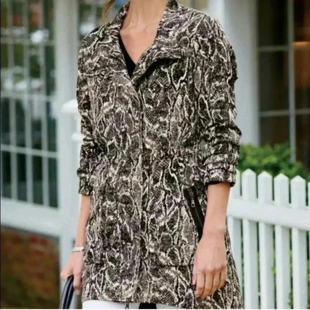 New Soft Surroundings Snakeskin Black Python Jacket Women’s Size XS